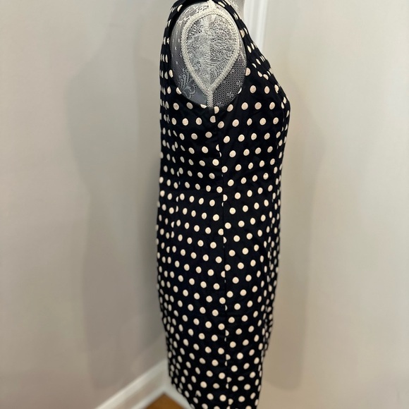Ann Taylor Women Petite Sz:4 Black/ Cream Embroidered polka dot Sleeveless Dress - Picture 8 of 12